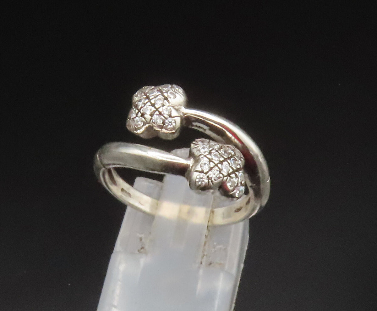 925 Sterling Silver  Vintage Double Topaz Butterfly Bypass Ring Sz 7  RG25227