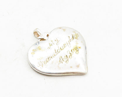 925 Sterling Silver  Vintage Petite Ruby Two Tone Love Heart Pendant  PT7420