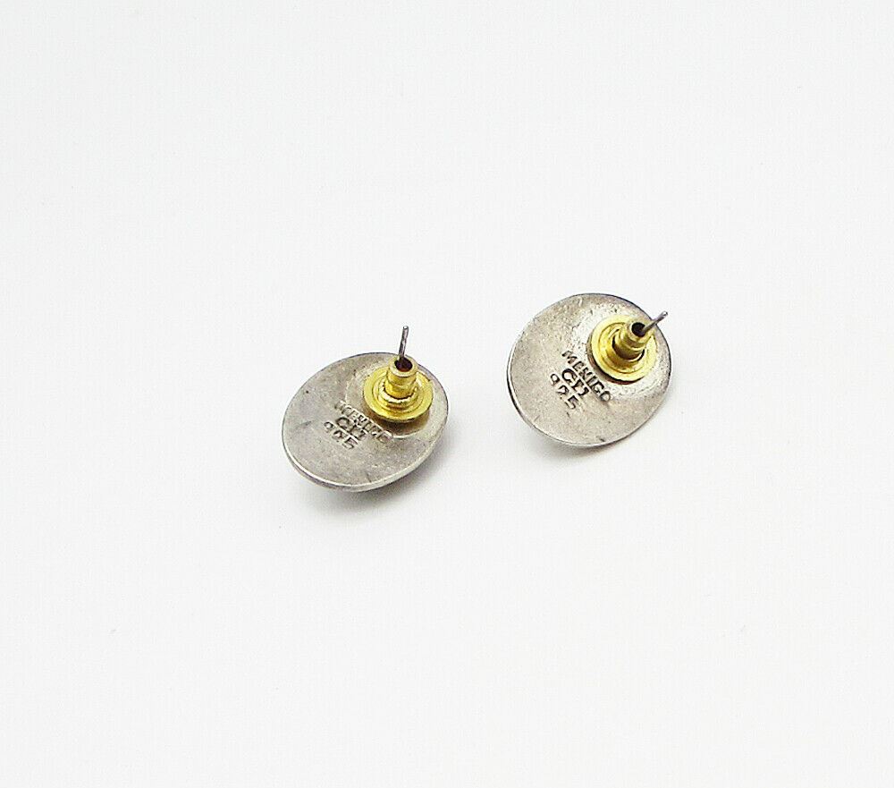 MEXICO 925 Sterling Silver  Vintage Black Onyx Oval Stud Earrings  EG1957