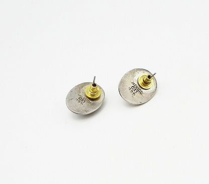 MEXICO 925 Sterling Silver  Vintage Black Onyx Oval Stud Earrings  EG1957
