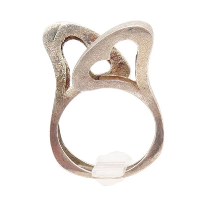 925 Sterling Silver Vintage Ring ISRAEL Dark Tone Cutout Hearts  Sz 8  RG31759