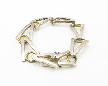 MEXICO 925 Sterling Silver  Vintage Two Tone Arrow Link Chain Bracelet  BT5034