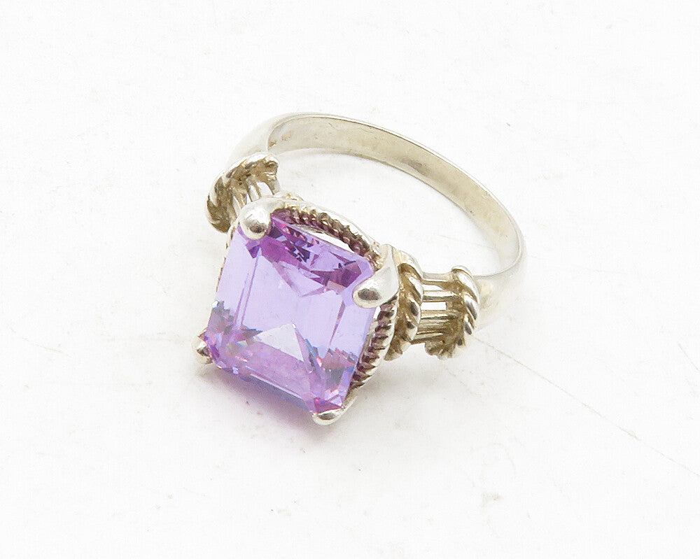 DAVID SIGAL 925 Silver  Vintage Cubic Zirconia Cocktail Ring Sz 10  RG12612