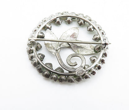 AM CO. 925 Silver  Vintage Citrine & Peridot Floral Leaf Brooch Pin  BP2825