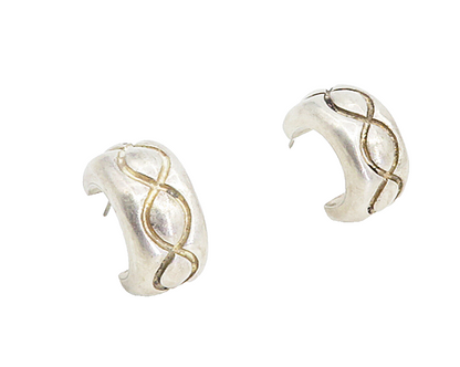 BARRA 925 Sterling Silver  Vintage Infinity Pattern JHoop Earrings  EG2947