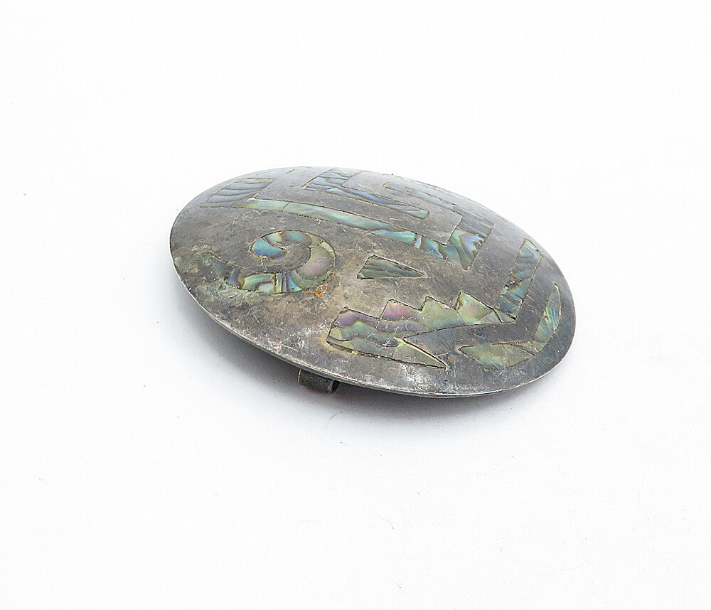TAXCO MEXICO 925 Sterling Silver  Vintage Abalone Pattern Brooch Pin  BP1807