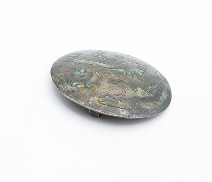 TAXCO MEXICO 925 Sterling Silver  Vintage Abalone Pattern Brooch Pin  BP1807