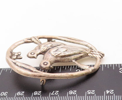 925 Sterling Silver Vintage Brooch Pin MEXICO Solid Cutout Love Birds  BP11261