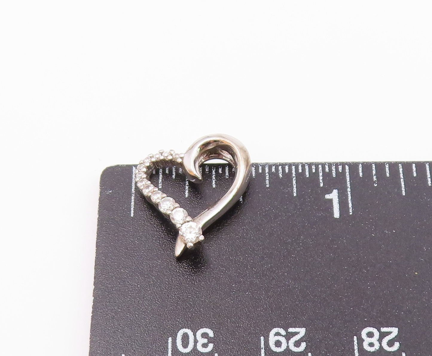 925 Sterling Silver  Vintage Petite Topaz Open Love Heart Pendant  PT17328
