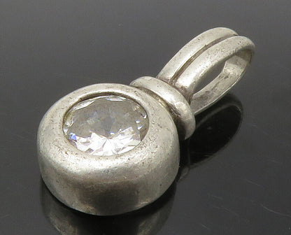 925 Sterling Silver  Vintage Faceted Round Cut Cubic Zirconia Pendant  PT11213