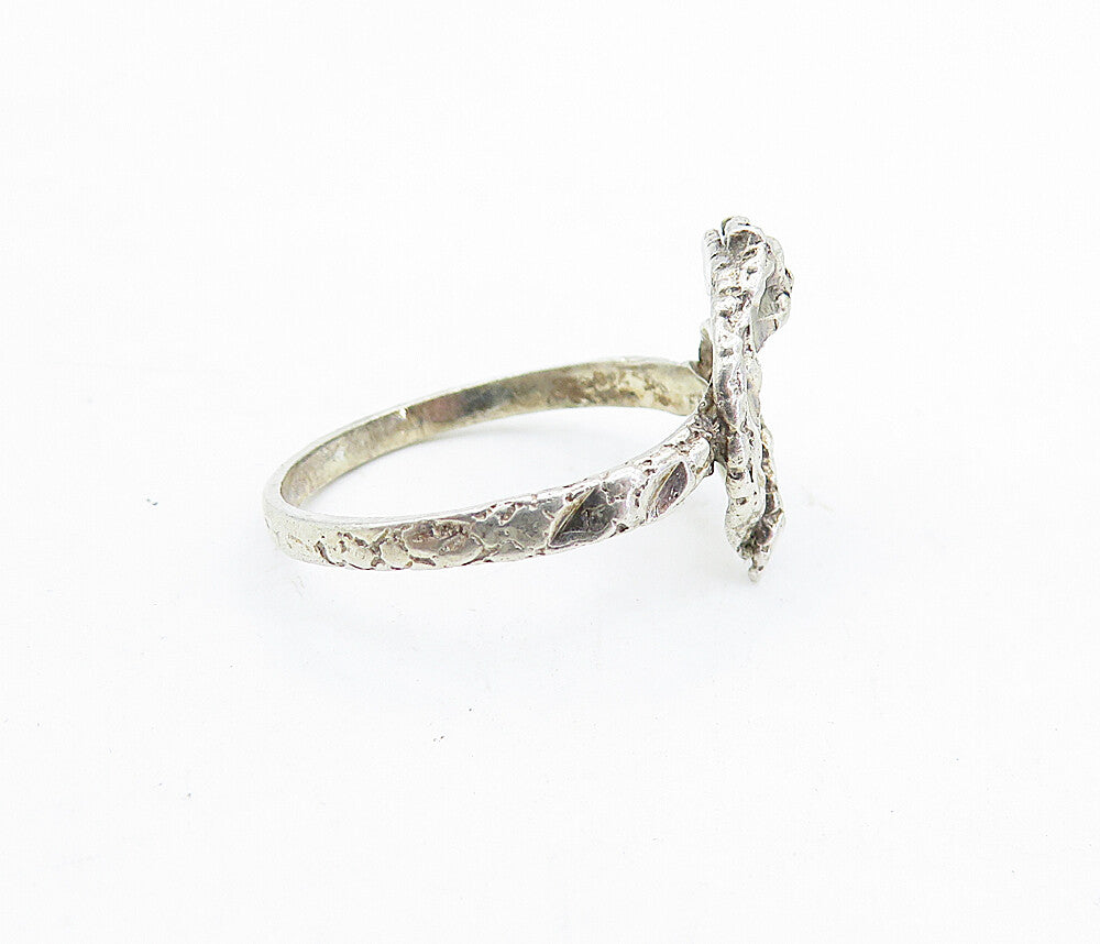925 Sterling Silver Vintage Shiny Etched Snake Motif Band Ring Sz 8 RG5814
