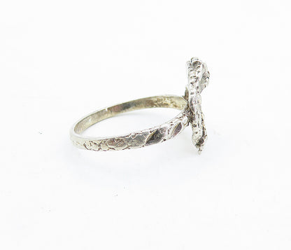 925 Sterling Silver Vintage Shiny Etched Snake Motif Band Ring Sz 8 RG5814