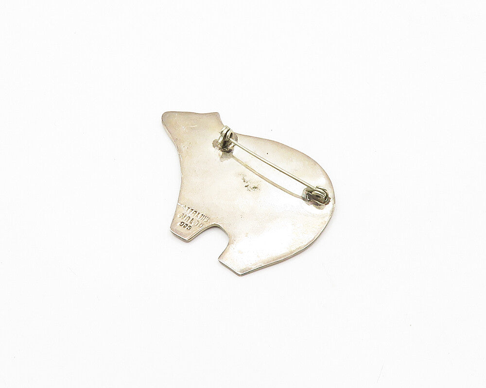 NALDO 925 Sterling Silver  Vintage Smooth Bear Silhouette Brooch Pin  BP7356