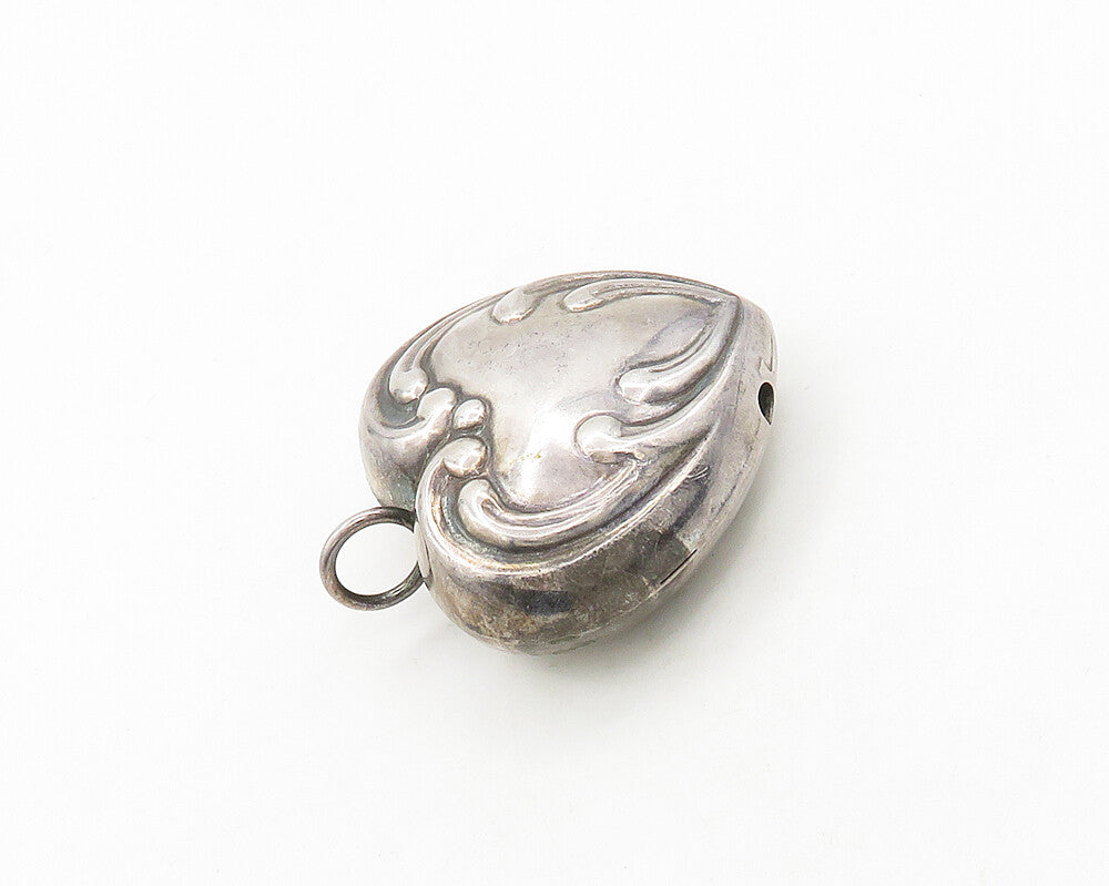 925 Sterling Silver  Vintage Shiny Swirl Love Heart Pendant (JINGLES)  PT15494