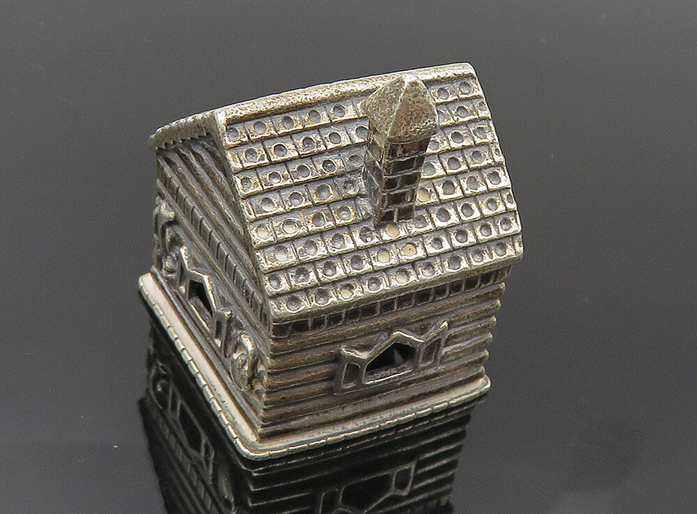 925 Sterling Silver  Vintage Petite Dark Tone Cottage House Trinket  TR1453