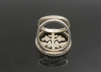 925 Sterling Silver  Vintage Shiny Diamond Cut Tree Band Ring Sz 7.5  RG23409