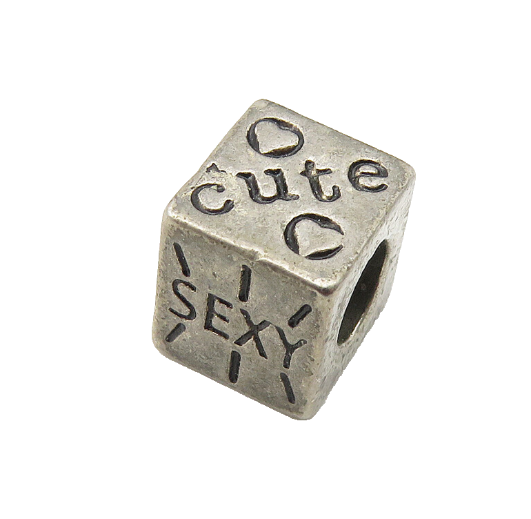 925 Sterling Silver  Vintage Smart Crazy Cute Sexy Square Bead Pendant  PT8200
