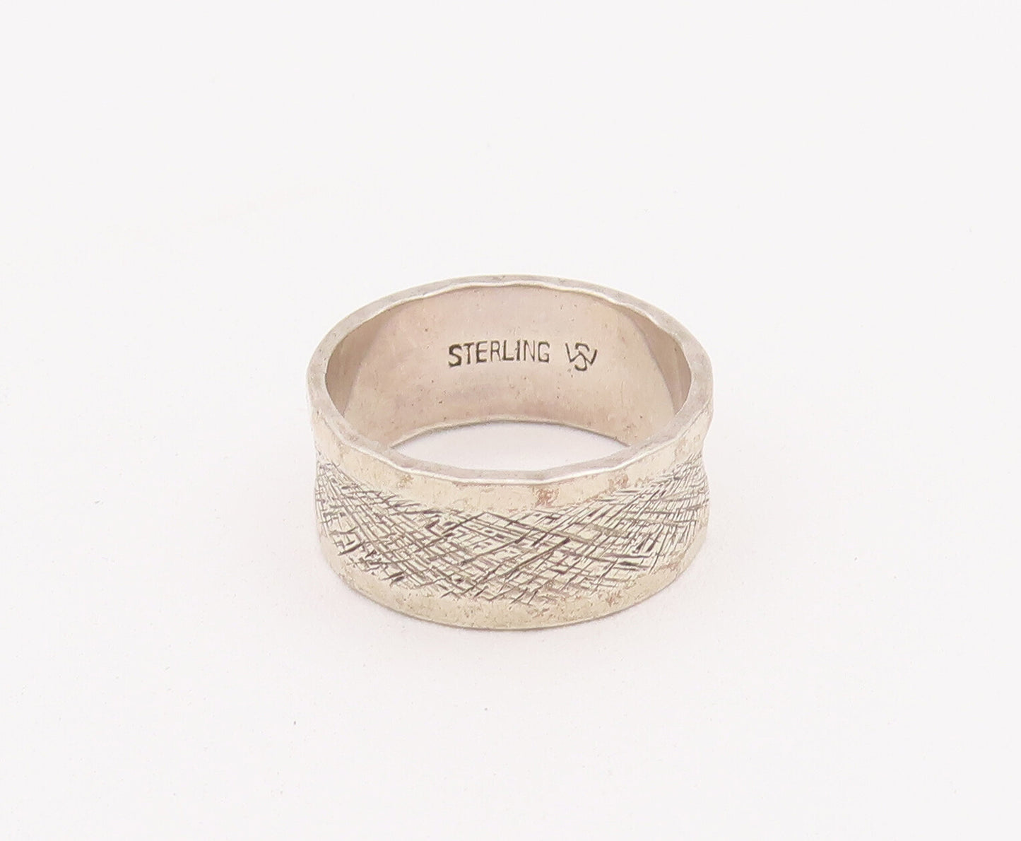 925 Sterling Silver Vintage Ring Minimalist Antique Carved Edge  Sz 6.5  RG28091