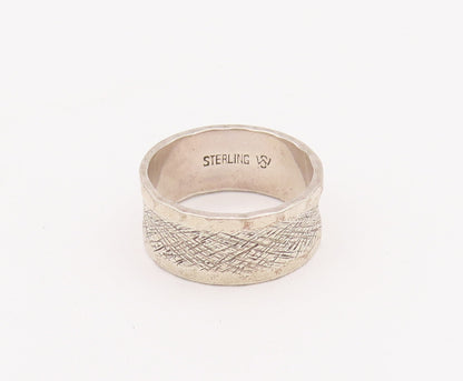 925 Sterling Silver Vintage Ring Minimalist Antique Carved Edge  Sz 6.5  RG28091