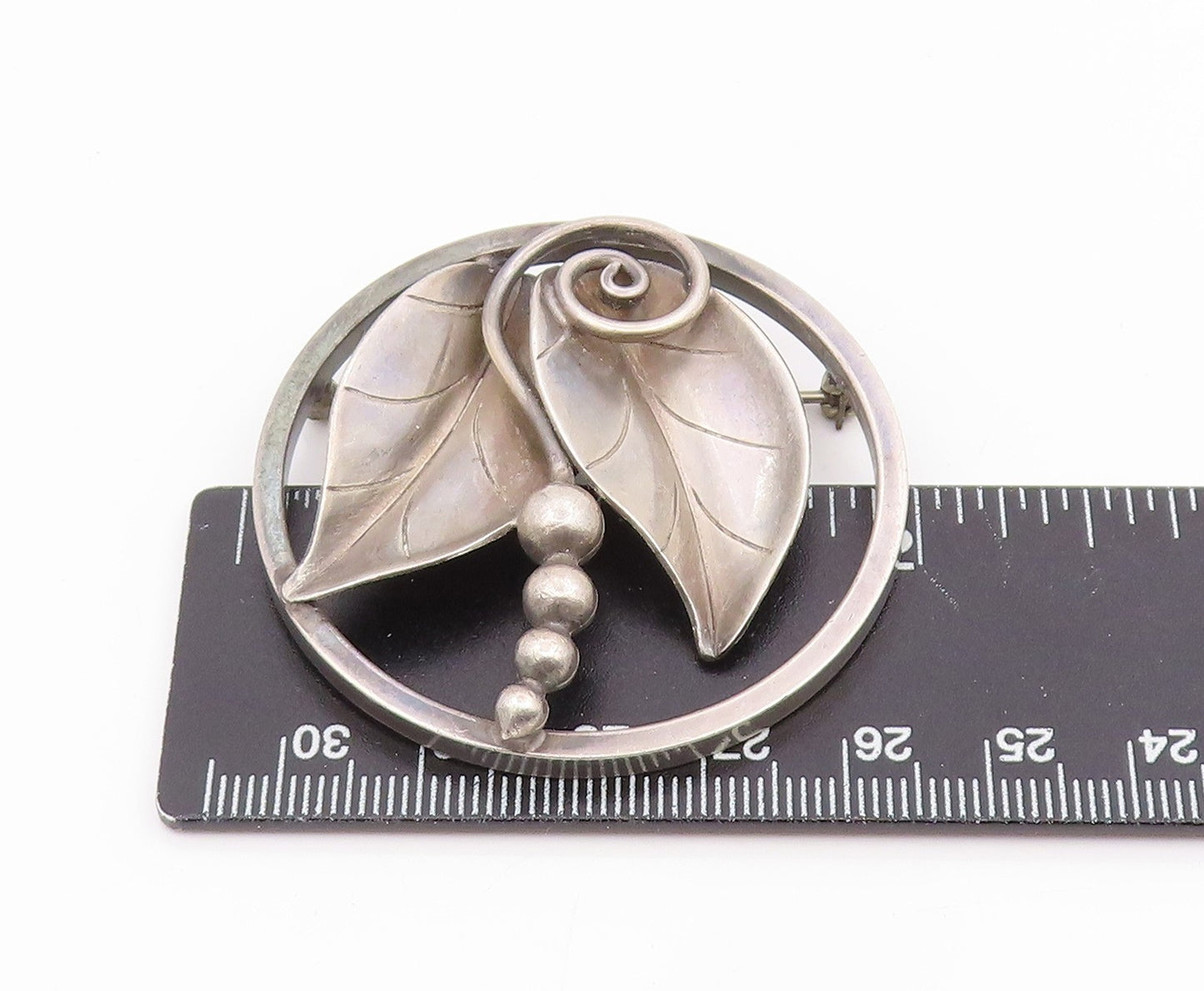 925 Sterling Silver Vintage Brooch Pin LA PAGLIA Classic Leaf & Berries  BP12396