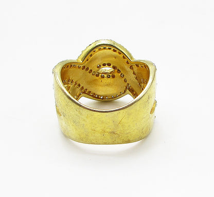 Gold Over 925 Silver  White Cubic Zirconia Braided Band Ring Sz 8  RG2801