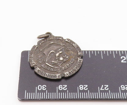 925 Sterling Silver  Vintage Antique Oxidized Honor Student Pendant  PT7573
