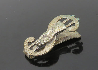 925 Sterling Silver  Vintage Rustic Dollar Sign And Hand Money Clip  TR2711