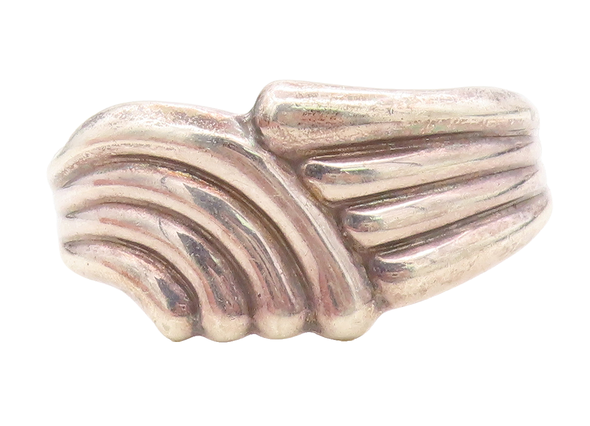 LOS BALLESTEROS 925 Silver Vintage Fluted Swirl Bypass Cuff Bracelet BT3103