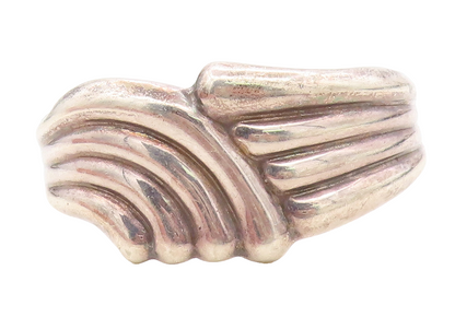 LOS BALLESTEROS 925 Silver Vintage Fluted Swirl Bypass Cuff Bracelet BT3103
