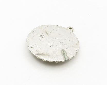 MIDDLE EAST 925 Silver  Vintage Heavy Winged Scarab Round Pendant  PT15171