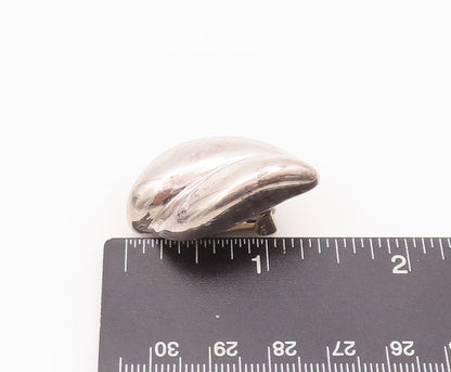 925 Sterling Silver Vintage Earrings Swirly Solid Carved Coffee Bean  EG12857