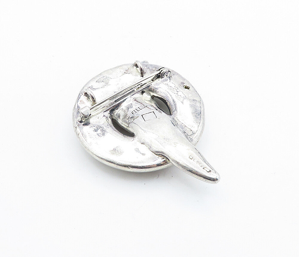 ISRAEL 925 Sterling Silver  Vintage Shiny Sculpted Modernist Brooch Pin BP2653