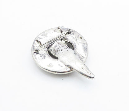 ISRAEL 925 Sterling Silver  Vintage Shiny Sculpted Modernist Brooch Pin BP2653
