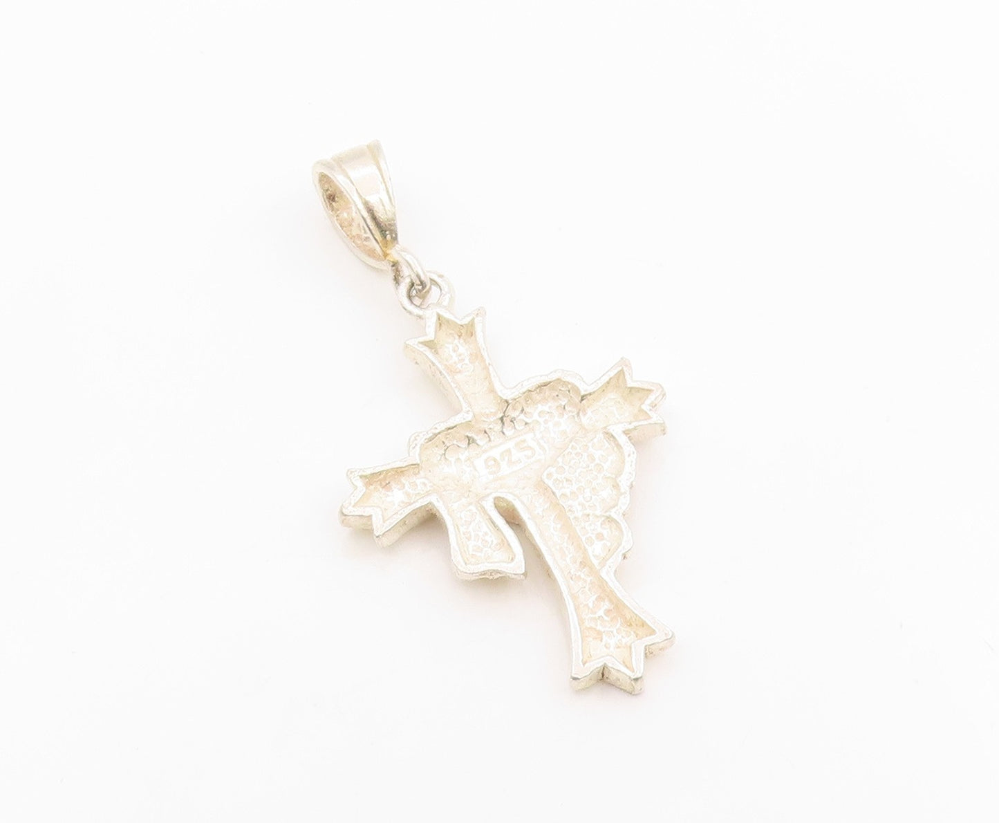 925 Sterling Silver Vintage Pendant Modernist Draped Religious Cross  PT26211
