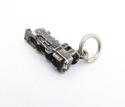 925 Sterling Silver  Vintage Petite Oxidized Stream Train Motif Pendant PT4922
