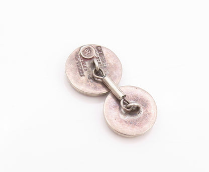 925 Sterling Silver Vintage Cuff Links MEXICO Nail Head Design Carved  TR3947