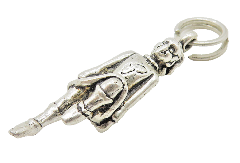 925 Sterling Silver  Vintage Shiny Petite Dancing Woman Drop Pendant  PT8744