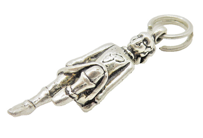 925 Sterling Silver  Vintage Shiny Petite Dancing Woman Drop Pendant  PT8744