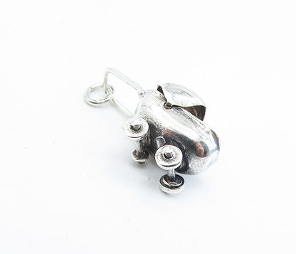 925 Sterling Silver  Vintage Shiny Petite Baby Carriage Motif Pendant  PT5278
