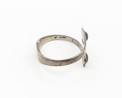 MEXICO 925 Silver  Vintage Cabochon Tiger's Eye Bypass Bangle Bracelet  BT6877