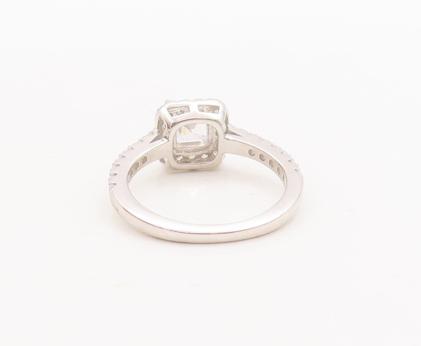 925 Sterling Silver Vintage Ring Square Cut Halo CZ Bands  Sz 6  RG29871