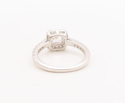 925 Sterling Silver Vintage Ring Square Cut Halo CZ Bands  Sz 6  RG29871