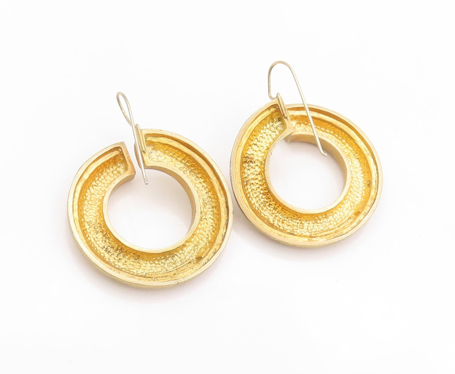 925 Sterling Silver Vintage Earrings Gold Plated POMERANTZ Open Hoops  EG13565