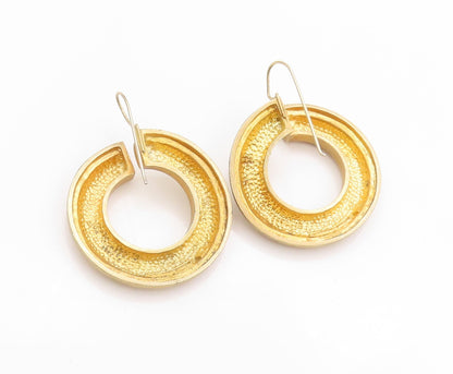 925 Sterling Silver Vintage Earrings Gold Plated POMERANTZ Open Hoops  EG13565