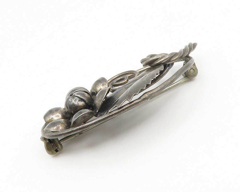 925 Sterling Silver  Vintage Handmade Oxidized Flower Swirl Brooch Pin  BP5299