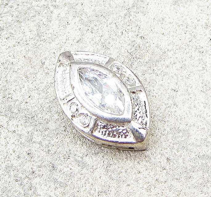 925 Sterling Silver  White Cubic Zirconia Eye Design Slider Pendant  PT1519