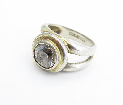 ESPO 925 Silver  Vintage Cubic Zirconia Split Shank Cocktail Ring Sz 6  RG6421