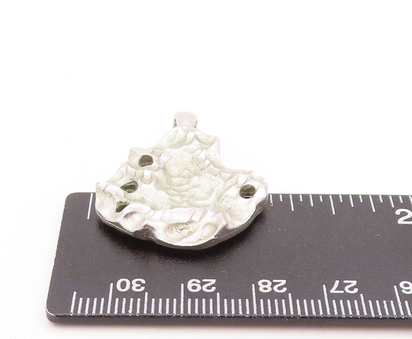 925 Sterling Silver Vintage Pendant Designer Brutalist Carved  PT23629