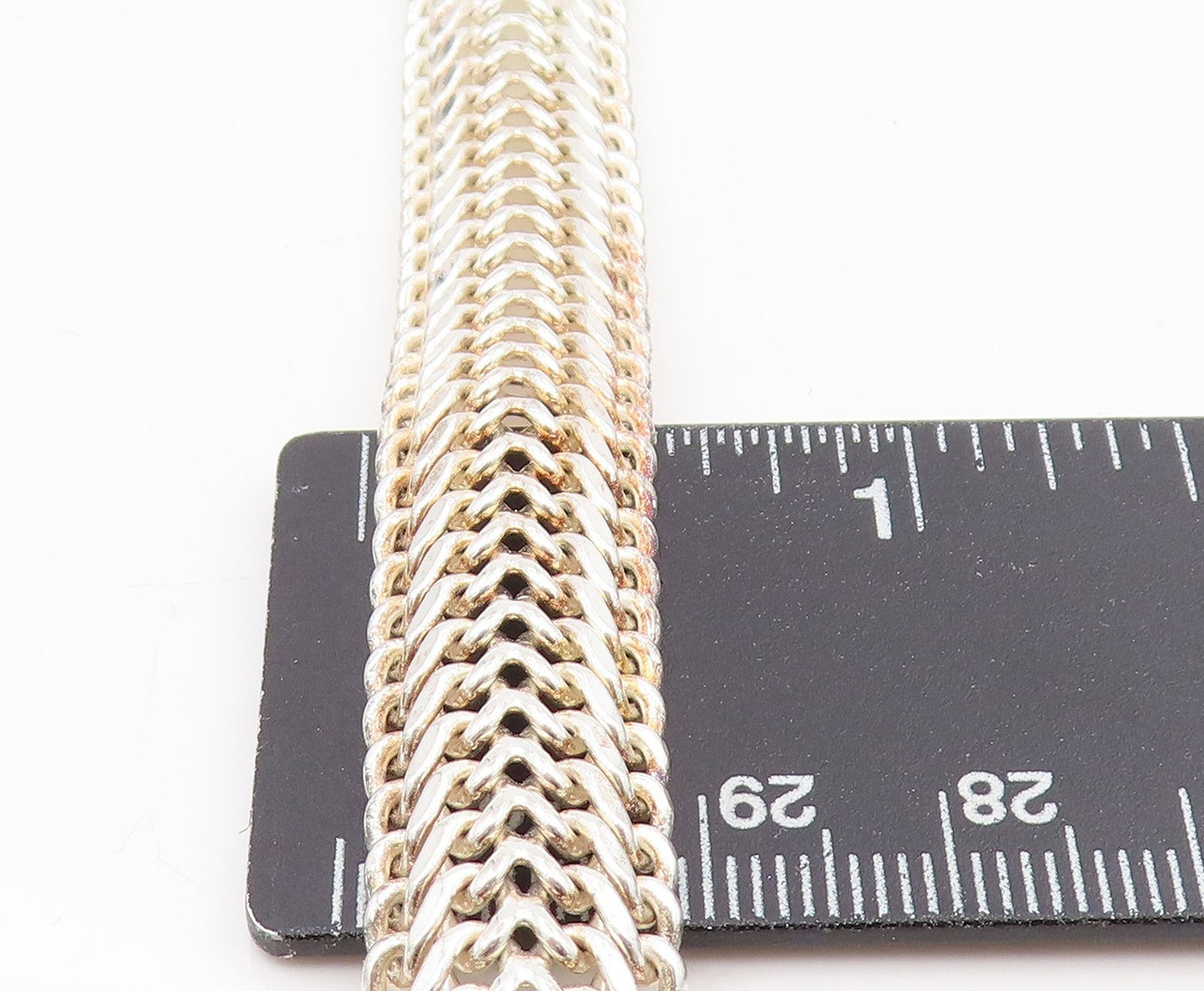 925 Sterling Silver Vintage Bracelet Interwoven Braided Foxtail Chain  BT11565