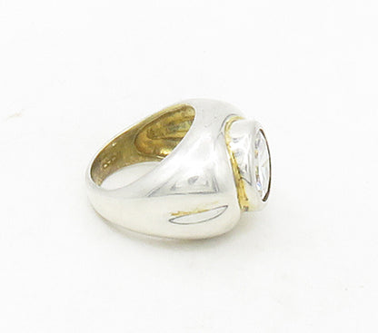 925 Sterling Silver  Vintage Cubic Zirconia Smooth Cocktail Ring Sz 7  RG12704